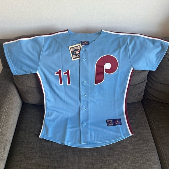 Majestic Authentic Phillies Jimmy Rollins Cooperstown Baseball Jersey Men’s Sz L - Picture 1 of 6